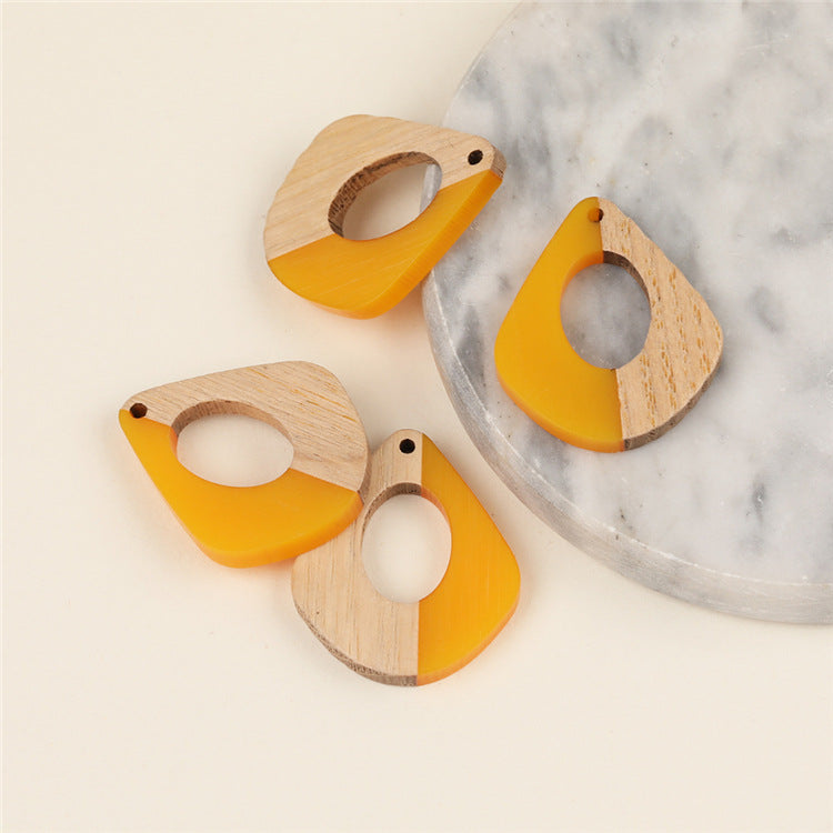 Wooden Drop Earrings Yellow