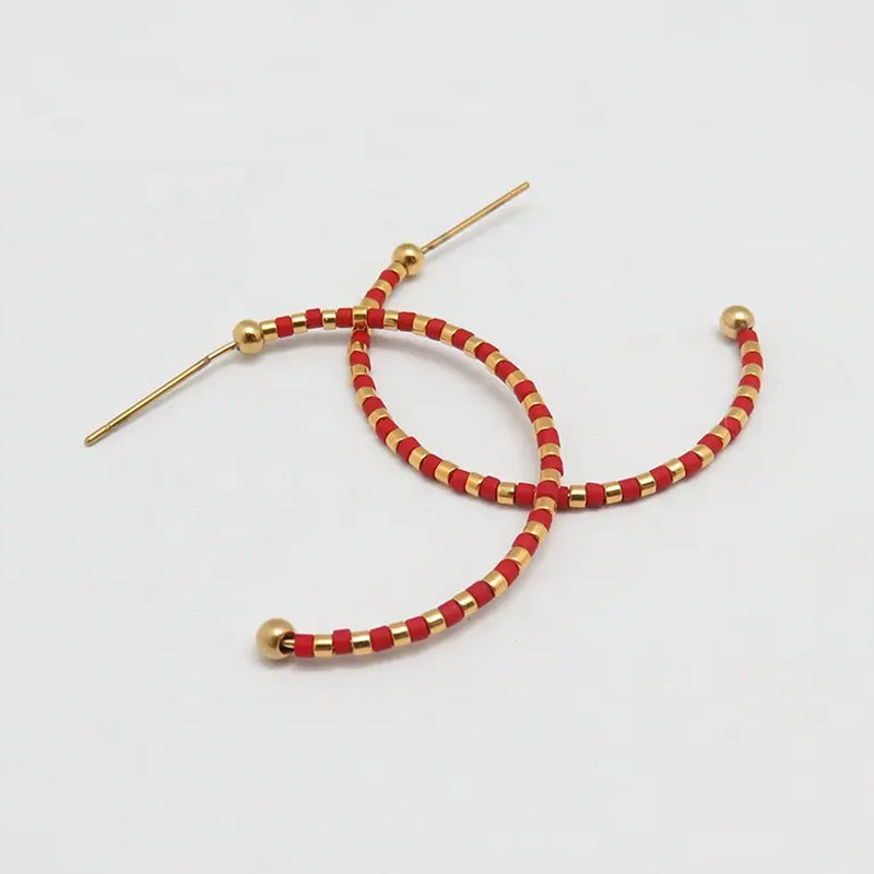 Earrings Hoops 3/4 Bicolor Red