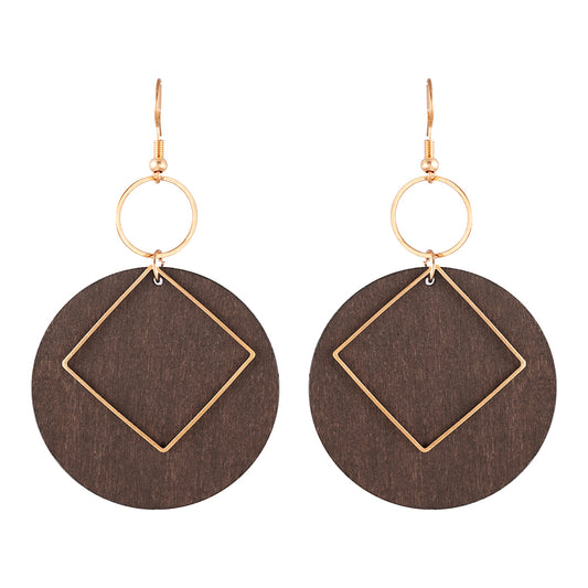 Earrings Wooden Hanging Disc