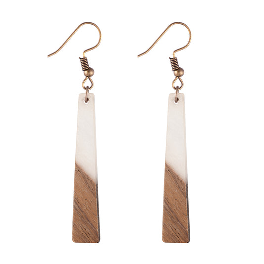 Earrings Wooden Hanging Bar Two-tone White