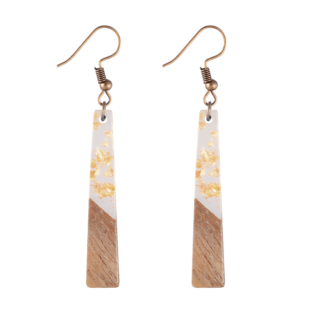 Earrings Wooden Hanging Bar Two-tone Transparent