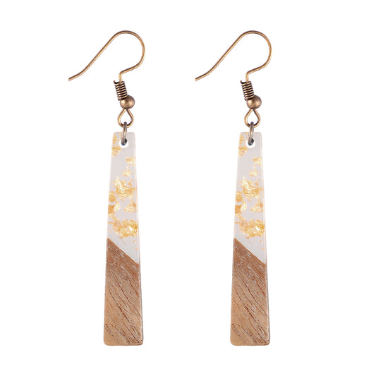 Earrings Wooden Hanging Bar Two-tone Transparent