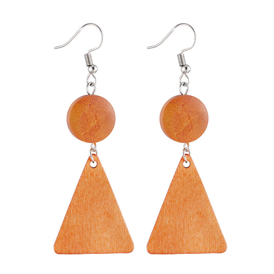 Earrings Wooden Hanging Circle Triangle