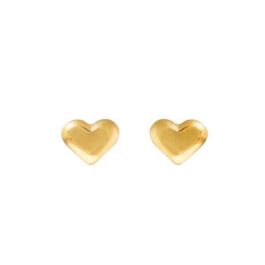 Gold Heart Stud Earrings