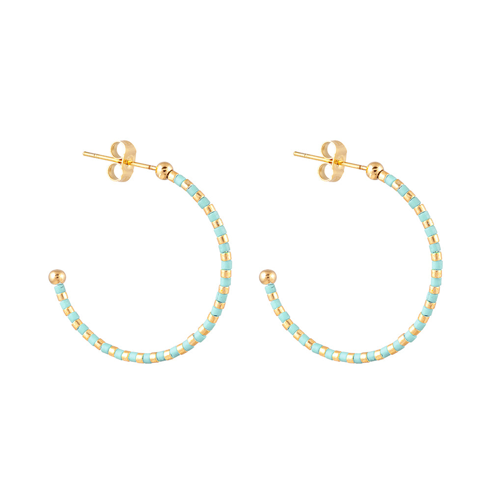 Earrings Hoops 3/4 Bicolor Turquoise