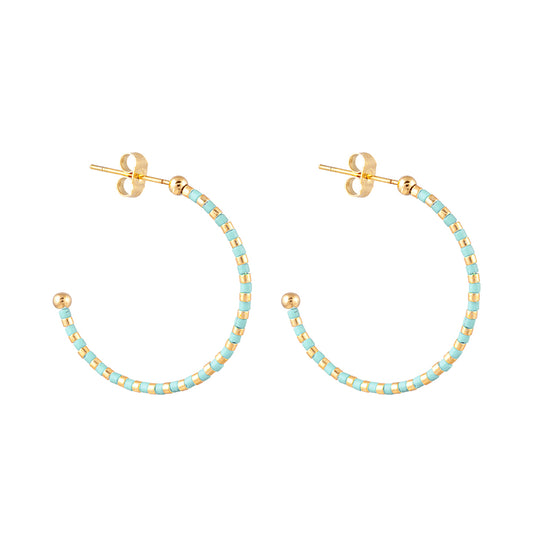 Earrings Hoops 3/4 Bicolor Turquoise