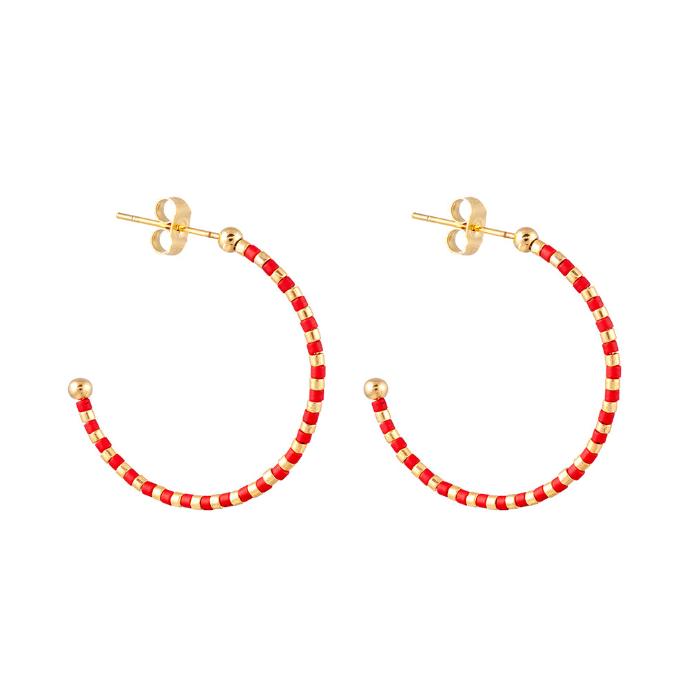 Earrings Hoops 3/4 Bicolor Red