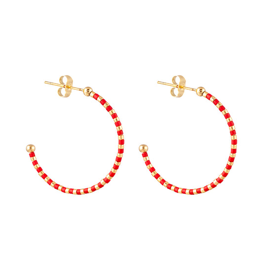 Earrings Hoops 3/4 Bicolor Red