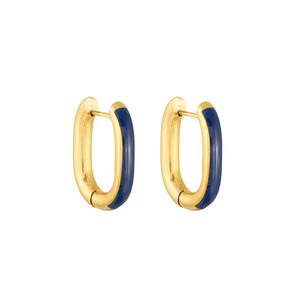 Earrings Hoops Oval Blue 2.3 cm.