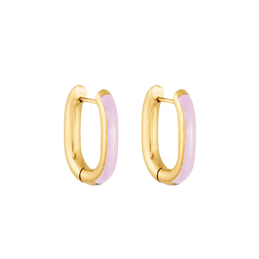 Earrings Hoops Oval Purple 2.3 cm.