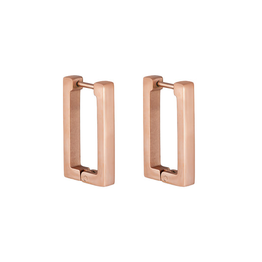 Hoop Earrings Rectangular Rose Gold 2 cm.