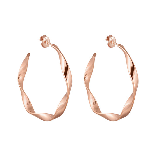 Hoop Earrings Twisted Rose Gold 3.5 cm.