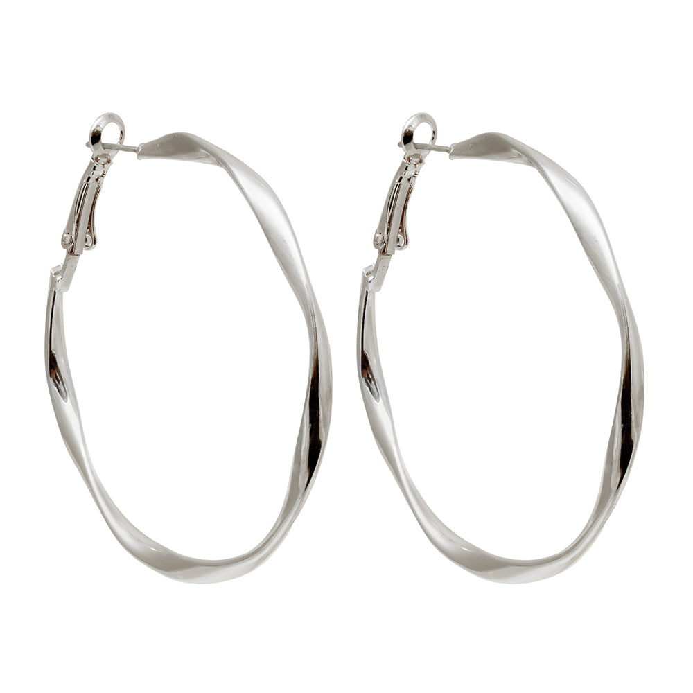 Earrings Twisted Hoops 5 cm. Silver