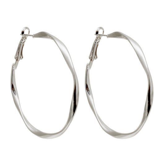 Earrings Twisted Hoops 5 cm. Silver