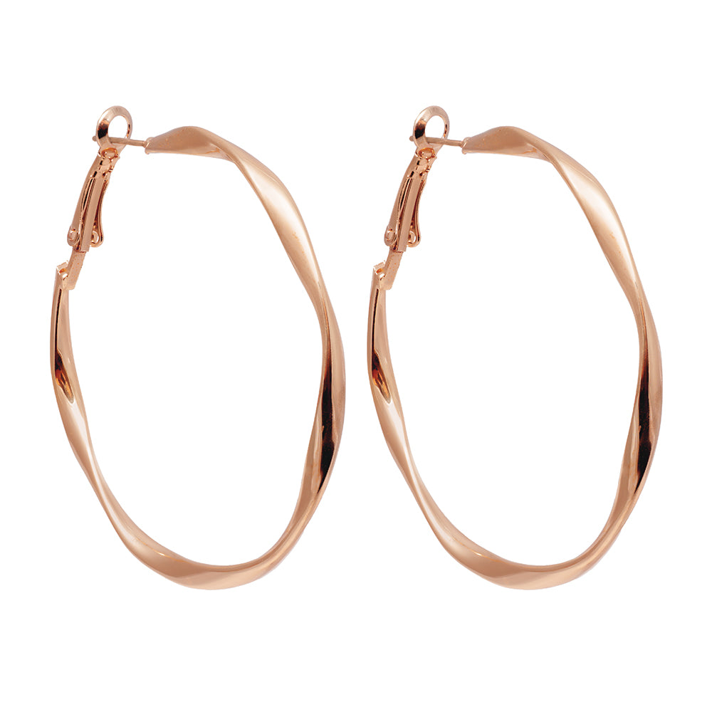 Hoop Earrings Twisted 5 cm. Rose Gold