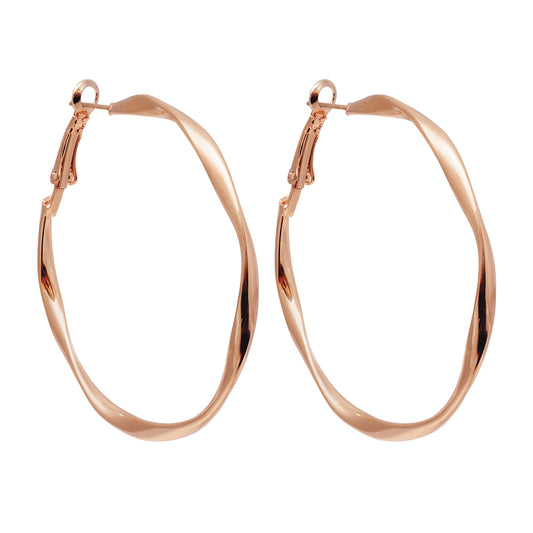 Hoop Earrings Twisted 5 cm. Rose Gold