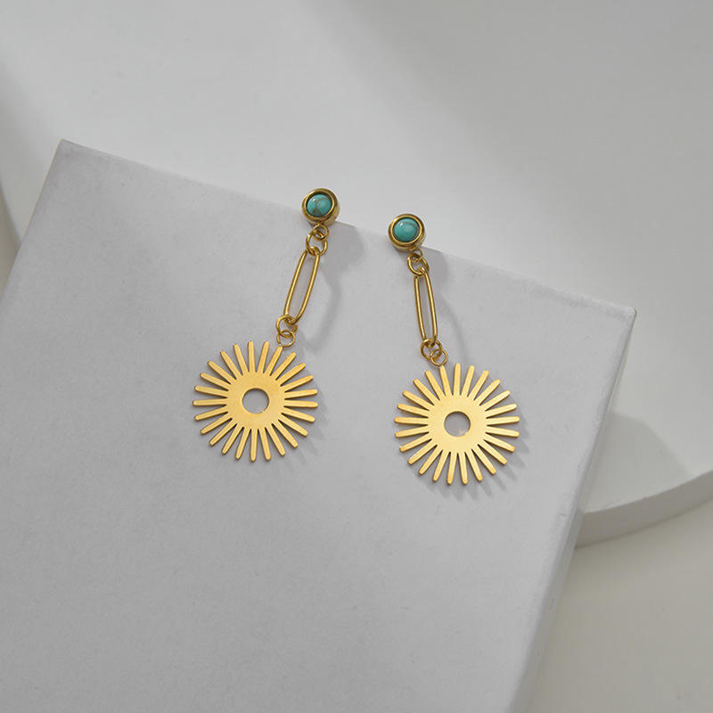 Sun Drop Earrings with Stone