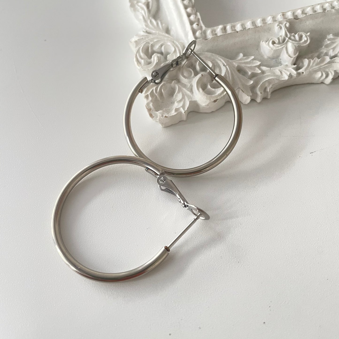 Earrings Hoops 3 cm. Silver