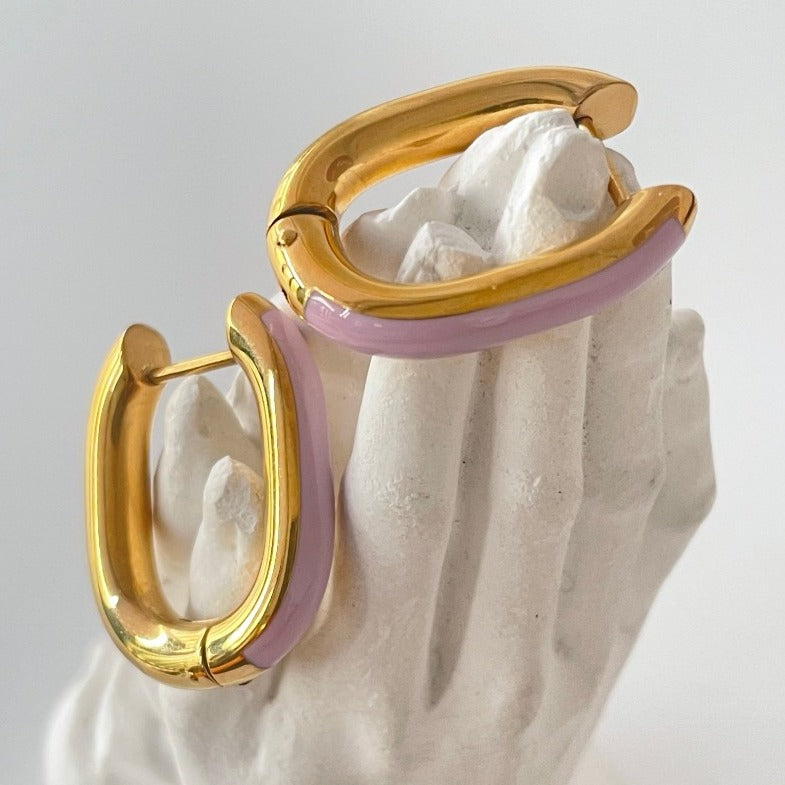 Σκουλαρίκια Κρίκοι Οβαλ Λιλά 2.3 εκ.