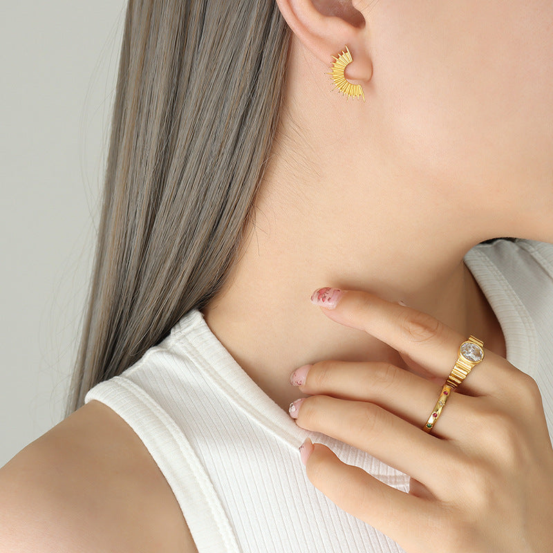 Half Sun Stud Earrings