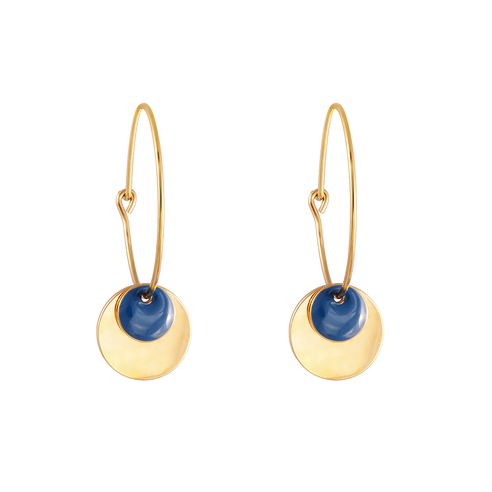 Hoop Earrings with Hanging Disc
